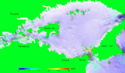 瀬戸内海東部（備讃瀬戸・播磨灘）海域の※潮汐残差流（往復流を平均した恒流）