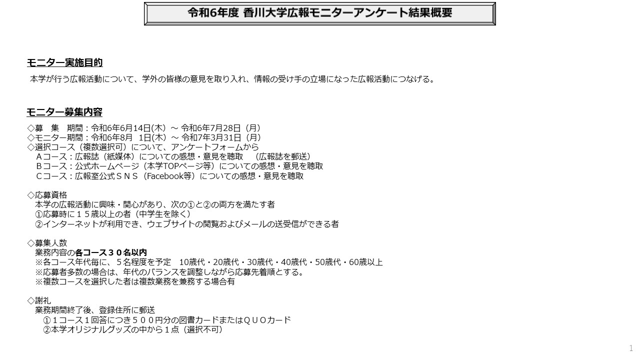 広報モニターアンケート結果概要
