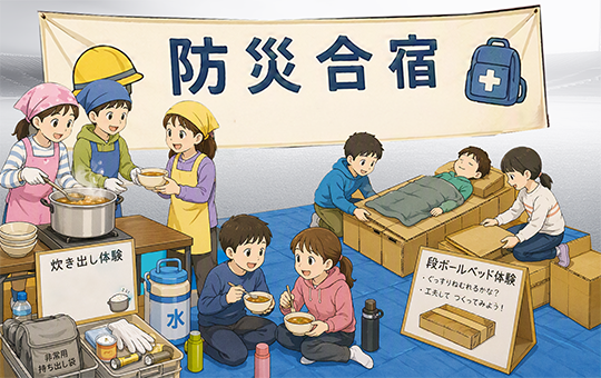 附属高松小の児童約600人があなぶきアリーナ香川で避難所体験! ~子どもたちが考え、行動する防災合宿を実施~