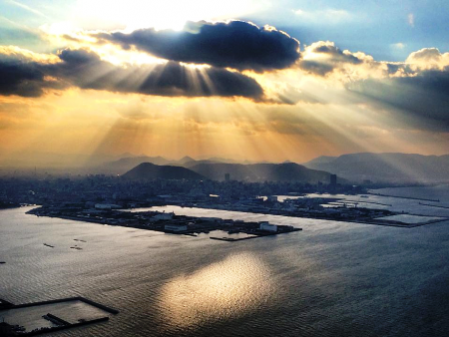 View of Takamatsu from Yashima mountain which is just behind the dormitory